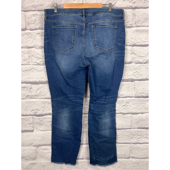 Old Navy Women 16T Boho Festival Indie Western Stretch Blue Raw Edge Flare Jeans - Picture 4 of 10